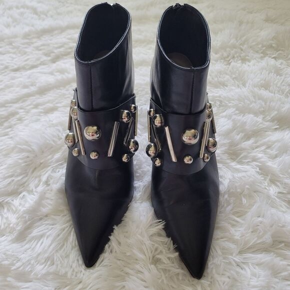 Donald J. Pliner Black Ankle Boots with Silver Studs - Picture 2 of 8